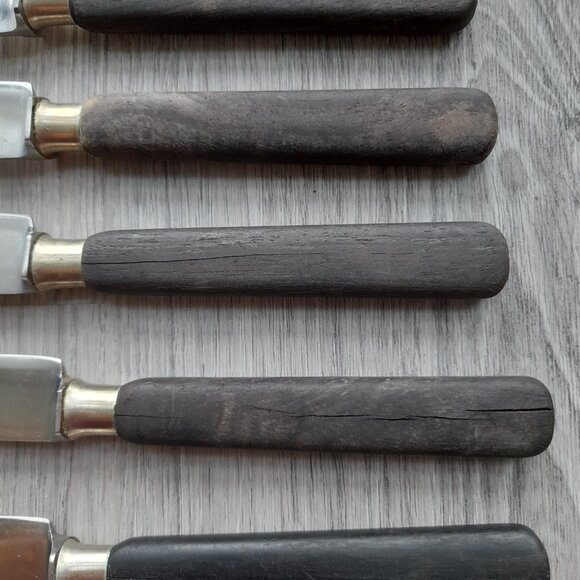 Vintage Table Knives Lot of 9 Knife Flatware Cutlery Komet Rostfrei Wood Handle - Picture 7 of 16